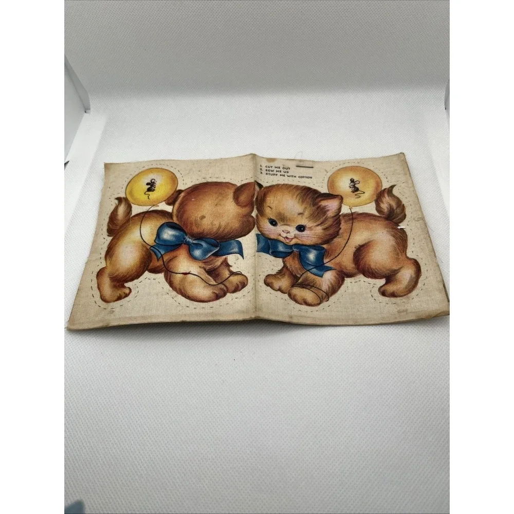 Vtg Vintage Panel for stuffed Kitty Cat With Balloon